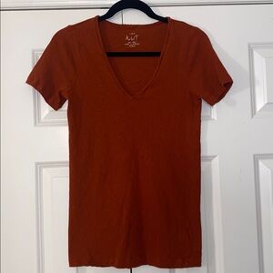 Crew Artist Tee Rust Red V-Neck Basic Cotton T-Shirt Size Medium